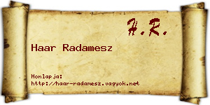 Haar Radamesz névjegykártya
